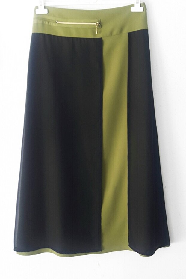 Women's Green Black Star Fabric Skirt