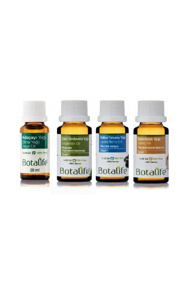 Natural Hair Care Oil Set (Sage Oil - Pine Turpentine Oil - Bay Leaf Seed Oil - Garlic Oil)