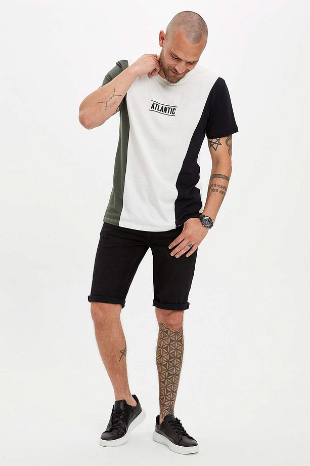 Regular Fit Jean Bermuda  Şort - 1