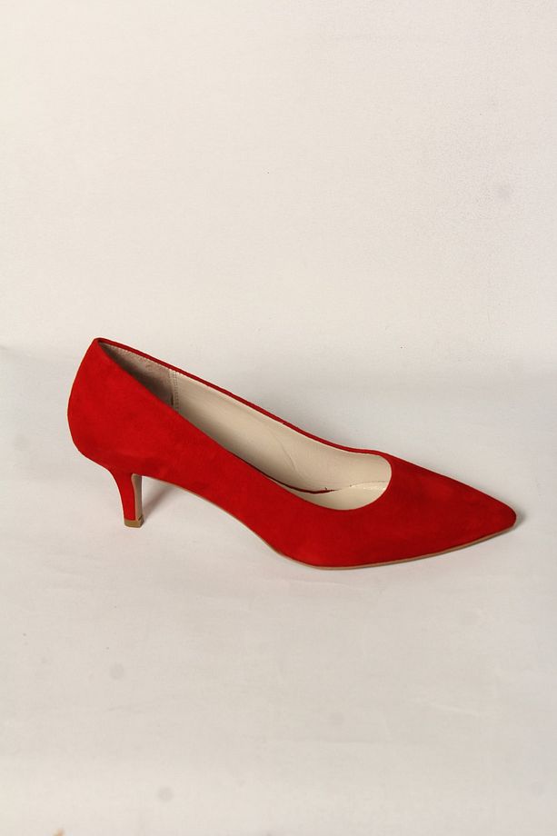 Kırmızı Süet Kadın Stiletto - 2