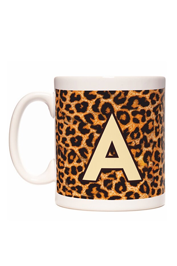 Letter A Leopard Pattern Initial Design Coffee Mug Cup - 1