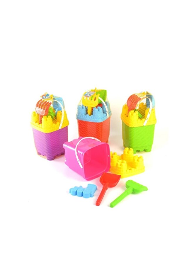 Kette Filede Large Unpainted Square Sand Bucket Shovel Set