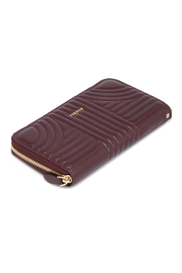 Claret Red Leather Women's Wallet 05800n2ı