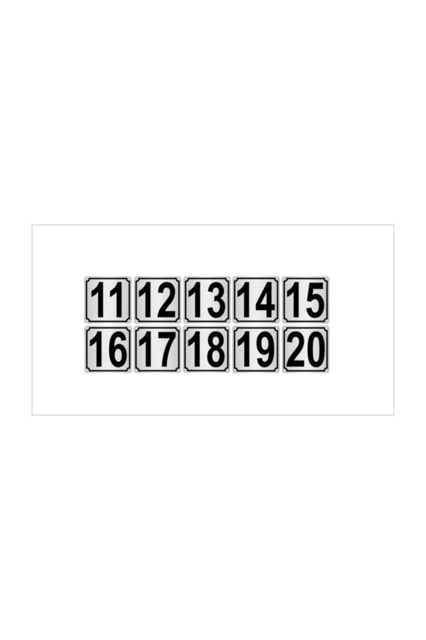 Metal Door, Table, Cabinet Number 3,5Cmx3,5Cm 10 Pieces (11…20) Silver Color Metal
