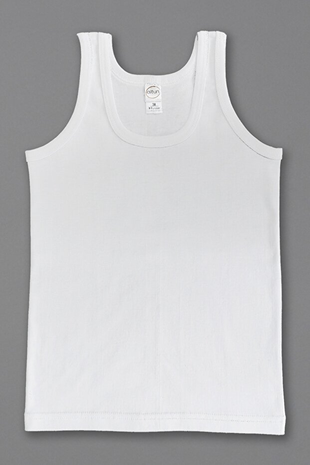 Boy's White Ribbed Undershirt - 1