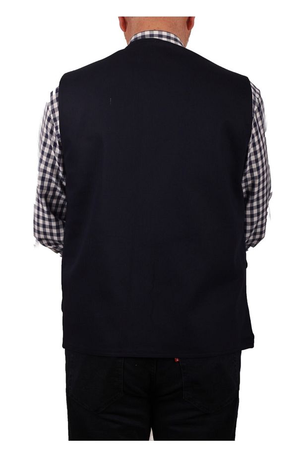 Çok Cepli Yazlık Lacivert Gabardin Yelek - 4
