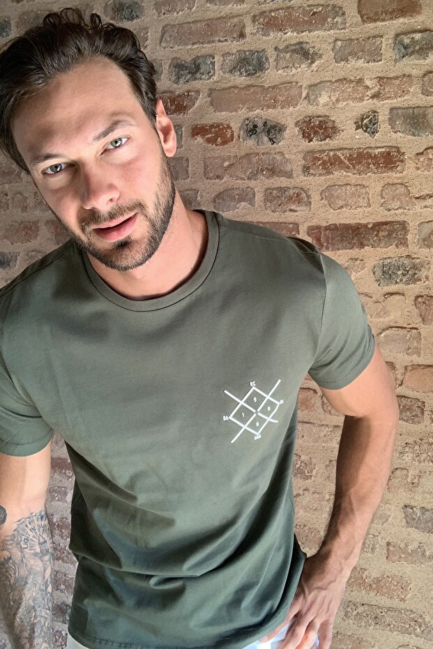 Haki Regular Fit Bisiklet Yaka Kısa Kollu Baskılı T-Shirt TMNSS20TS0984 - 9