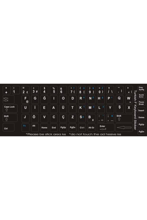 F Klavye Sticker Türkçe Siyah Notebook - 1