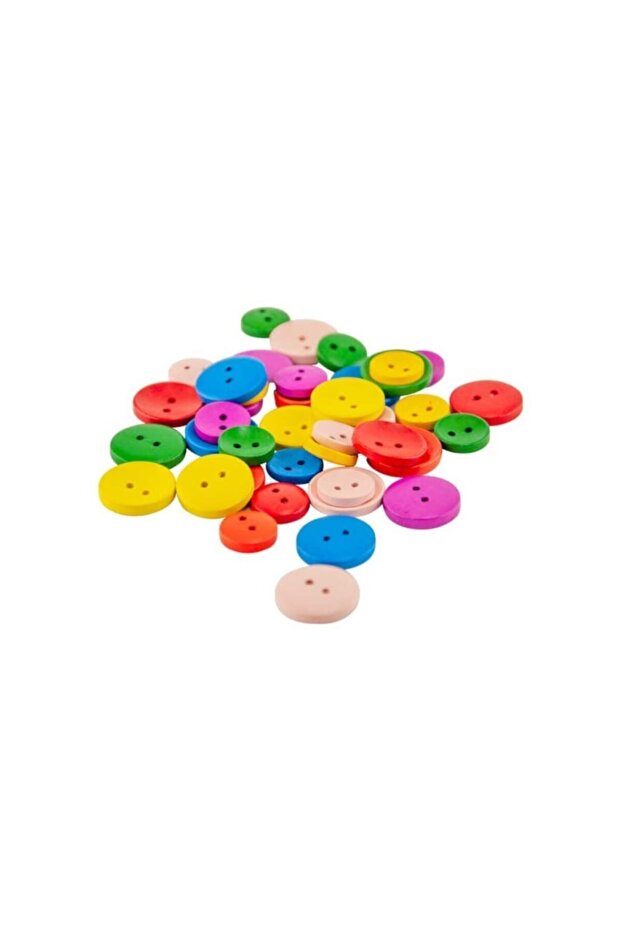 Colorful Wooden Board Buttons Mixed Color 40Pcs