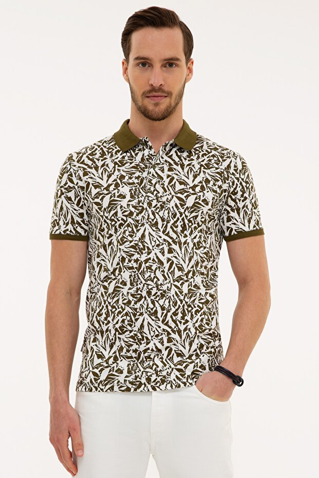 Khaki Slim Fit Polo Neck T-Shirt