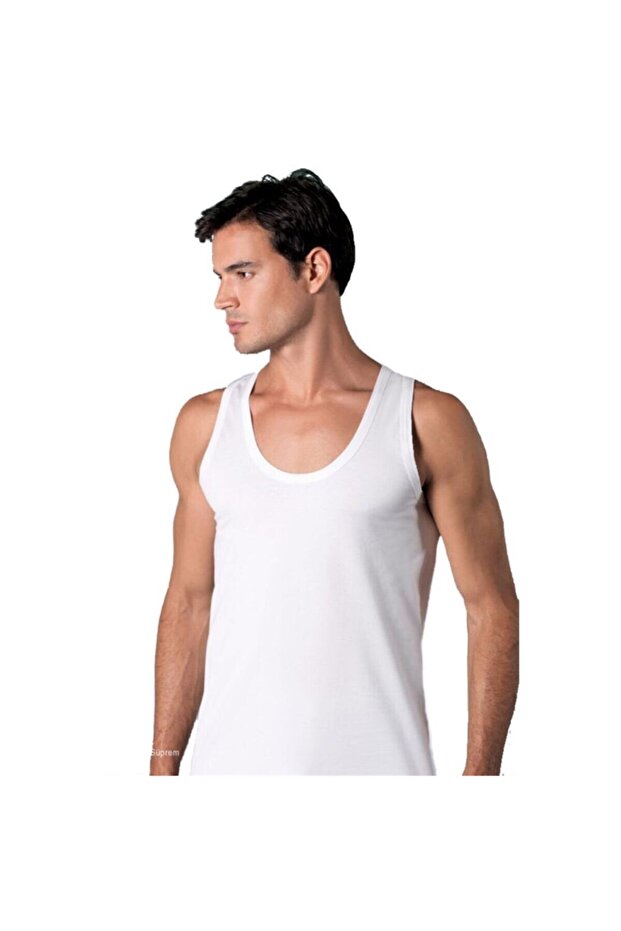 Wide Strap Combed Cotton Undershirt E002 - 1