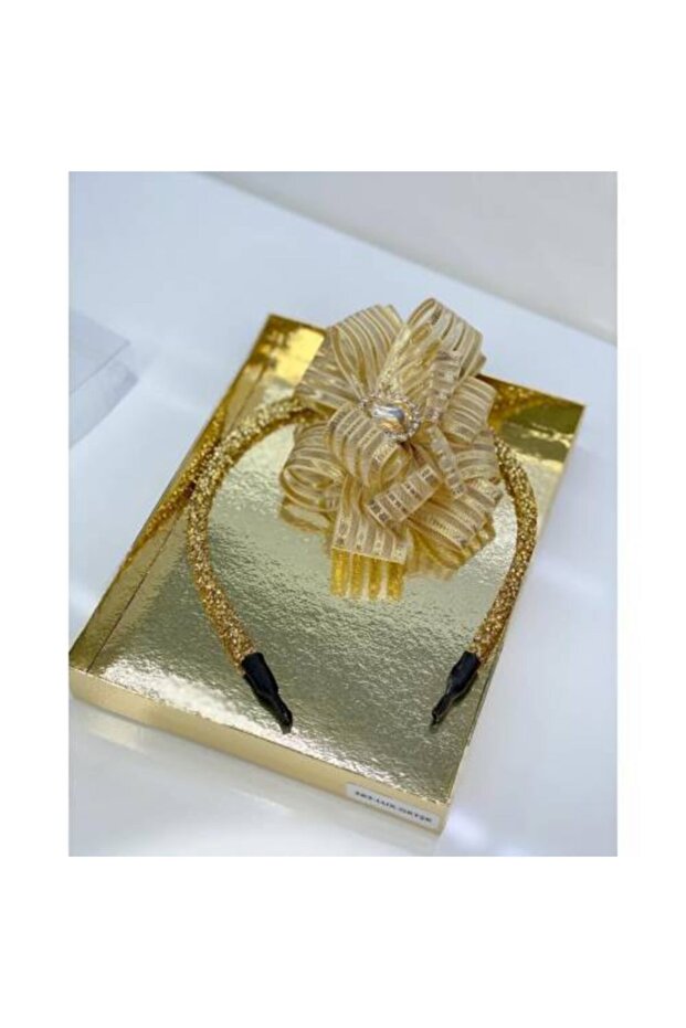 Gold Crystal Stoned Ribbon Ribbon Crown
