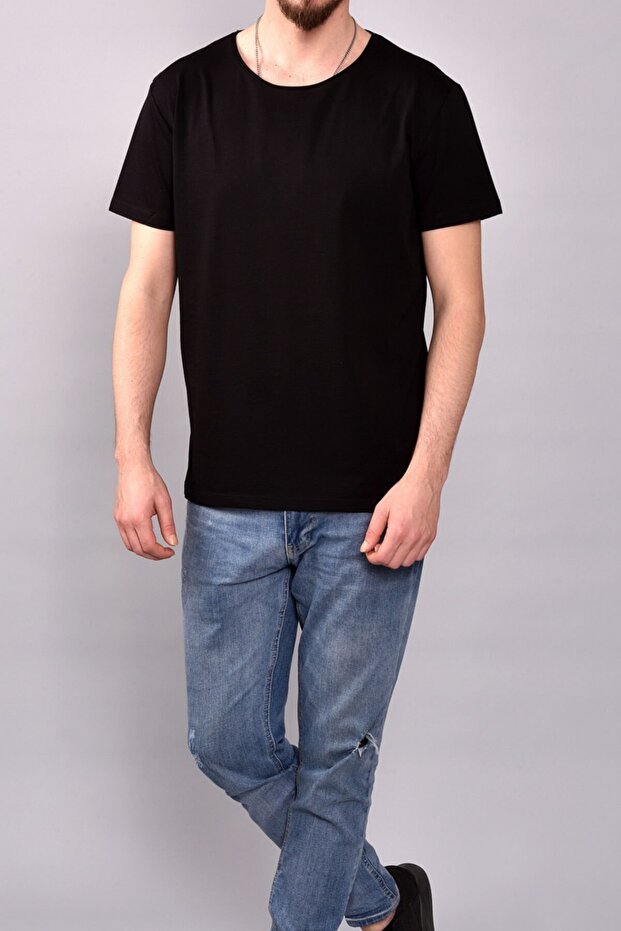 Ανδρικό μαύρο μπλουζάκι Basic - 2