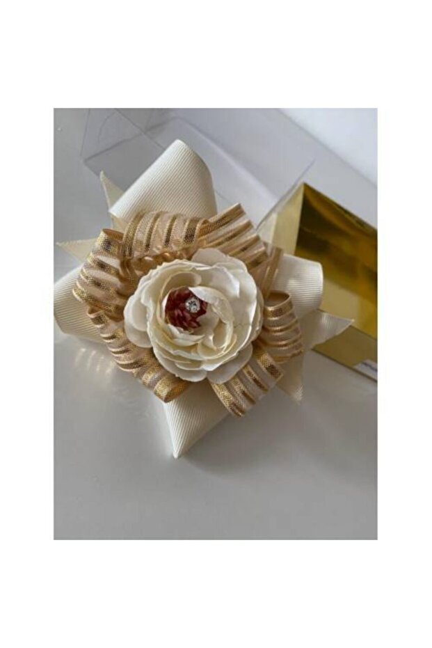 Cream Ribbon Ribbon Artificial Rose Clip Buckle