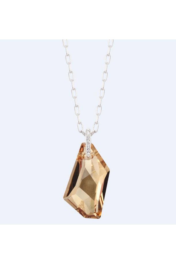 Sarı Swarovski Taşlı Kolye (altın Kaplama) - 1