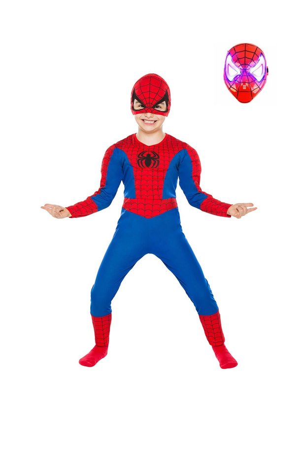 Red Spiderman Costume with Lights, Fun Design for Kids