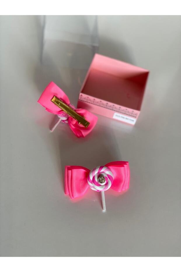 Girl's Neon Pink 2-Piece Mini Lollipop Decorated Buckle