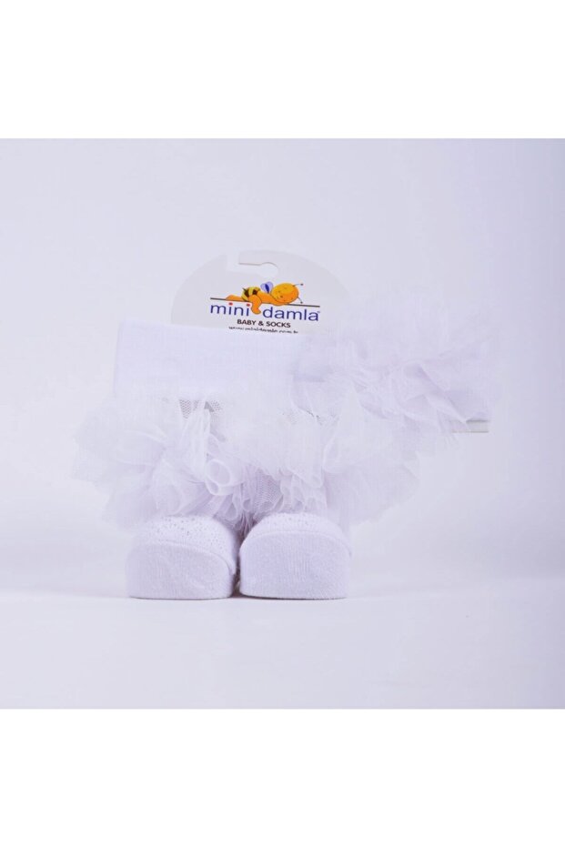 Baby Girl Kokoş Headband Socks Set White