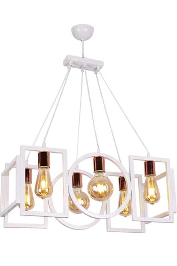 Papyon 6 Lı Avize Beyaz - Bronz
