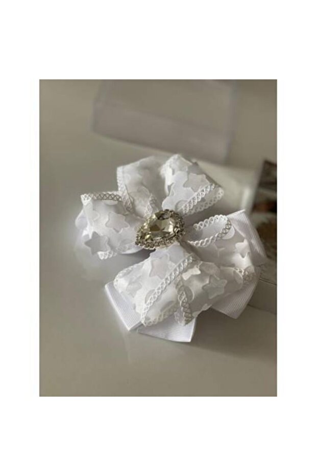 White Crystal Stoned Star Patterned Mother Girl Baby Gift Clip Buckle