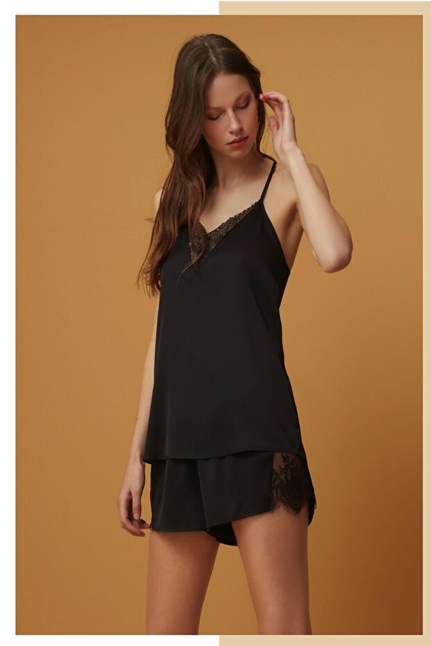 Kadın Saten Gecelik Takım 2003 Sort Tk - 1