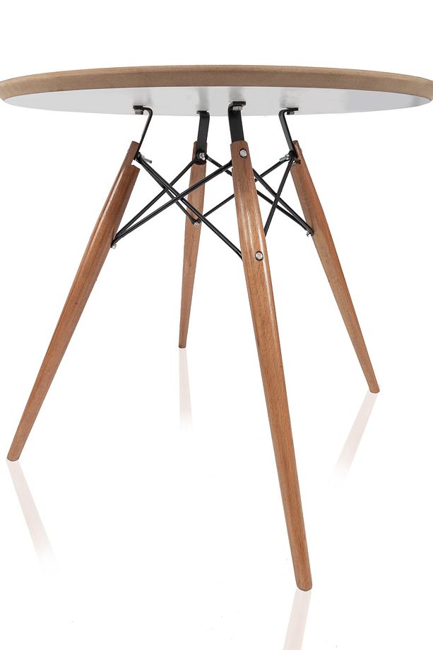 Yuvarlak Eames Ahşap Ayaklı Ahşap Masa 2 Adet Beyaz Eames Sandalye Seti - 2