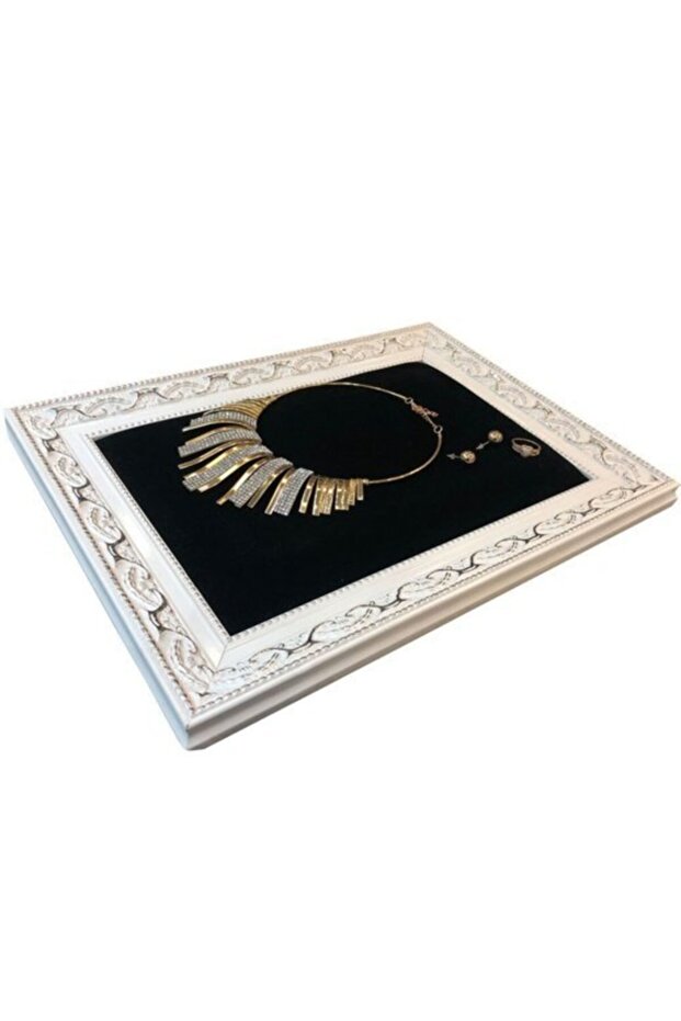 Frame Jewelry Stand Mahogany White