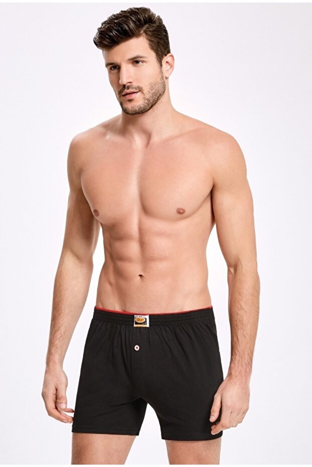 Pack of 6 Men's Cotton Towel Waist Black Boxers