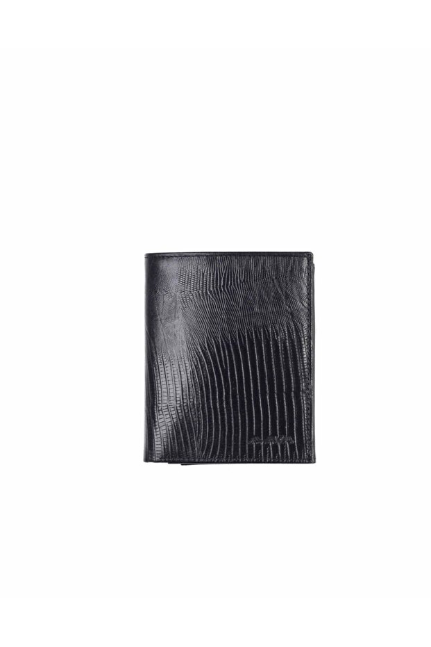 Black Laser Patterned - Medium Size Leather Men's Wallet 628