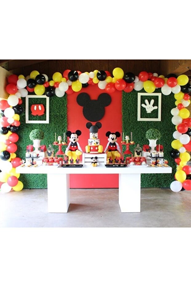 100 Pieces Metallic Balloon + Balloon Chain Mickey Mouse Concept Birthday