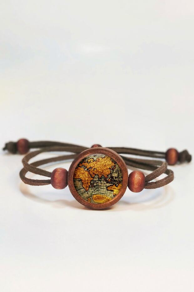 World Map Wooden Bracelet