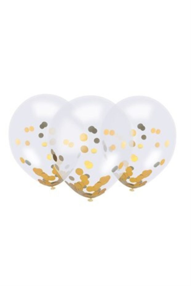 Transparent Balloon with Gold Confetti 10 Pieces