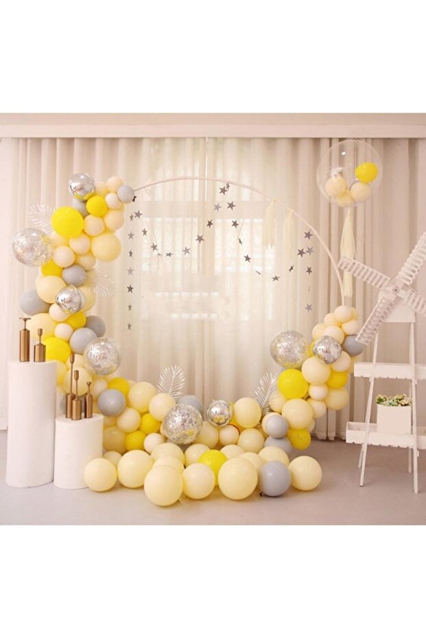 Yellow Balloon Chain 100 Pieces Balloon 5 m Chain Apparatus and Balloon Pump