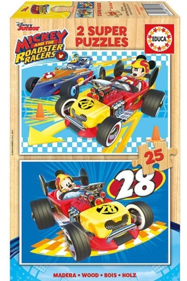 Puzzle Mickey and Roadster Racers 2 X 25 Piece Wooden Puzzle