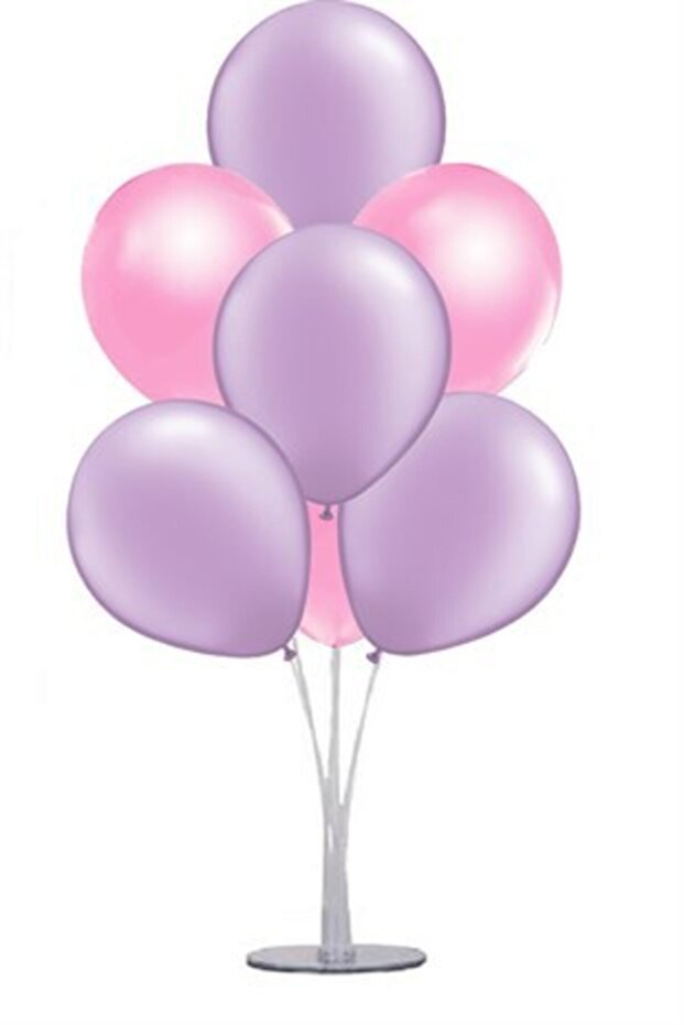 Pink Lilac Balloon Stand - 1 Stand and 10 Metallic Balloons