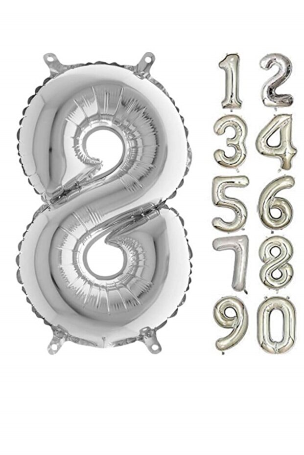 8 Number Silver Color Foil Balloon 100cm