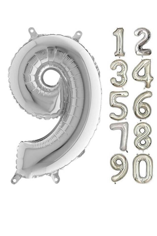 9 Number Silver Color Foil Balloon 100 cm