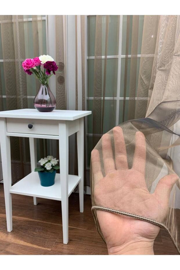 بني - ستارة منسوجة من التول العادي، 150x260، ثنيات متناثرة، 1/2