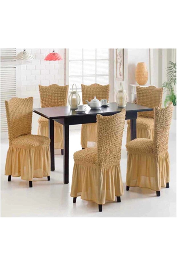 Beige Bürümcük Lycra Chair Cover
