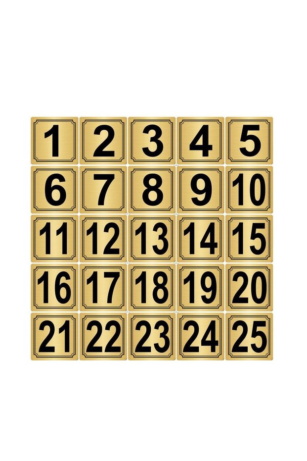 Metal Door, Table, Cabinet Number 7cmx7cm 25 Pieces (1.25) Gold Color Metal
