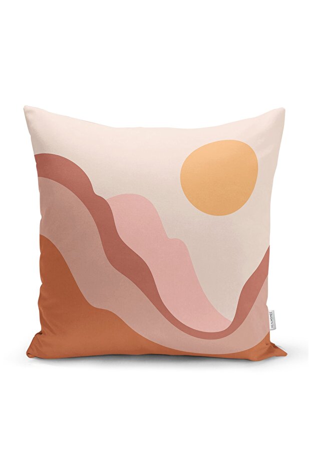 Digital Printed Modern Pillow Cushion Cover with Sun Pattern on Pastel Background