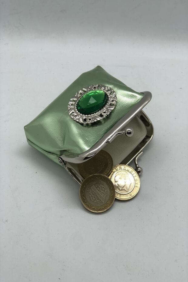 Happy New Year Coin Purse with Stone Embellished and Iron Frame