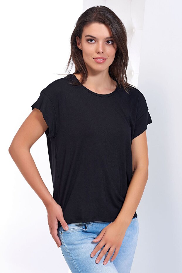 Kadın Viskon Basic T-shirt - 1
