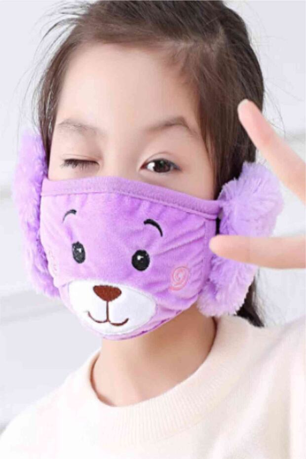 Winter Earflap Mouth Warmer, Plush Mask for Gift, New Year, Kids