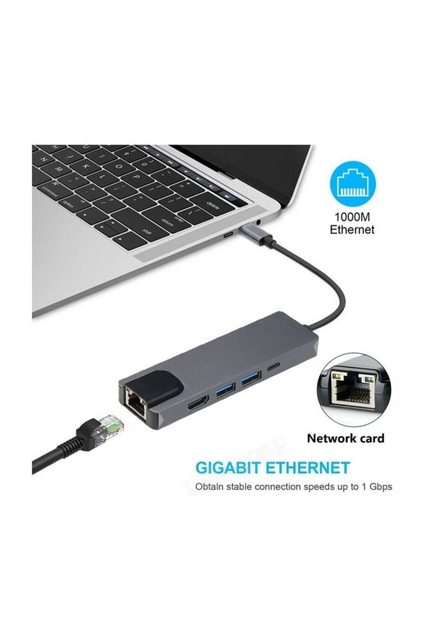 4332 Usb 3.1 Type C To Hdmı 2xusb 3.0 Gigabit Ethernet Çevirici Dönüştürücü Adaptör - 4