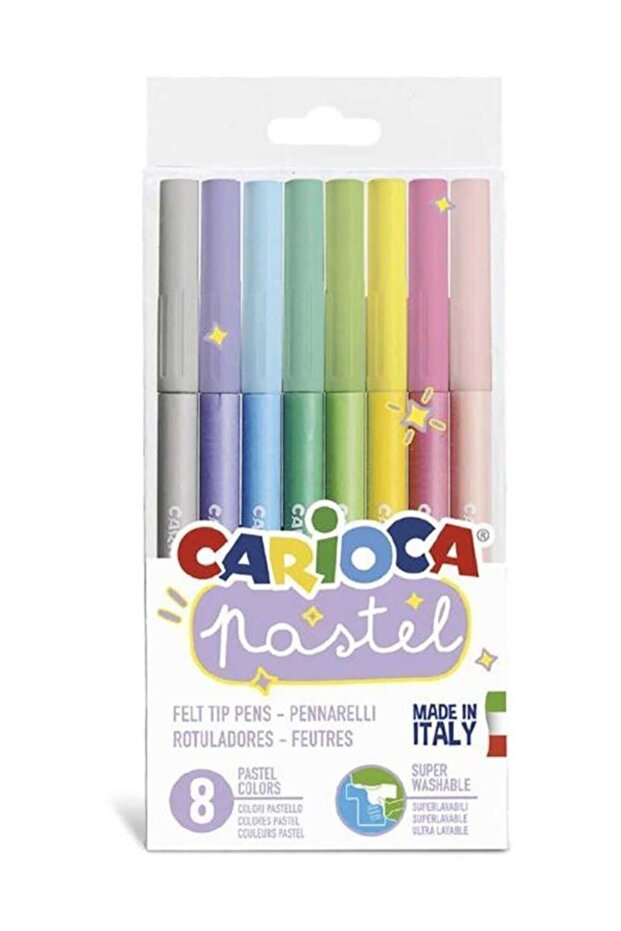 أقلام تلوين برأس لباد قابلة للغسل، عبوة من 8 قطع - 1