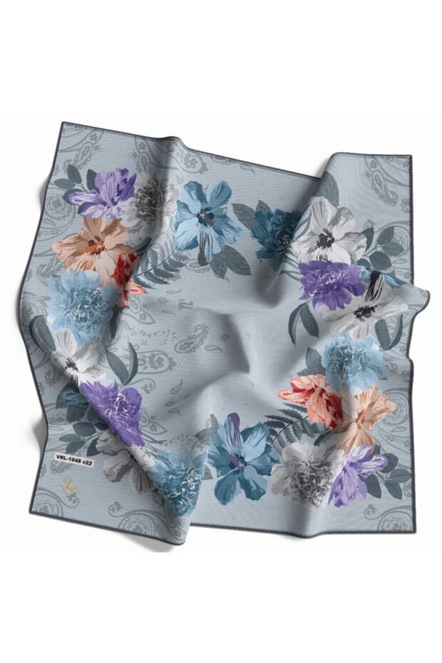 Ice Blue Purple Twill Scarf Black Series 90x90 Cm With Scarf Hanger And Gift Set