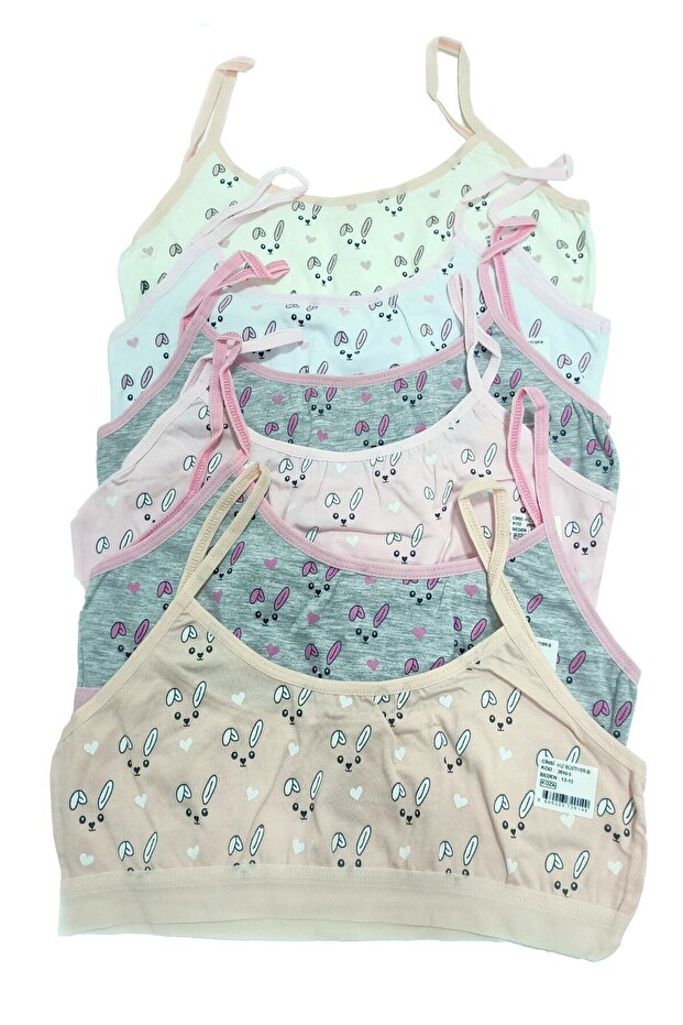 6-Piece Girl's Combed Cotton Training Bra Bustier 13-15 Years