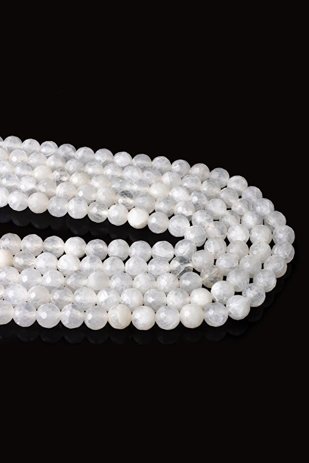 8 Mm Facet Cut Selenite Stone String