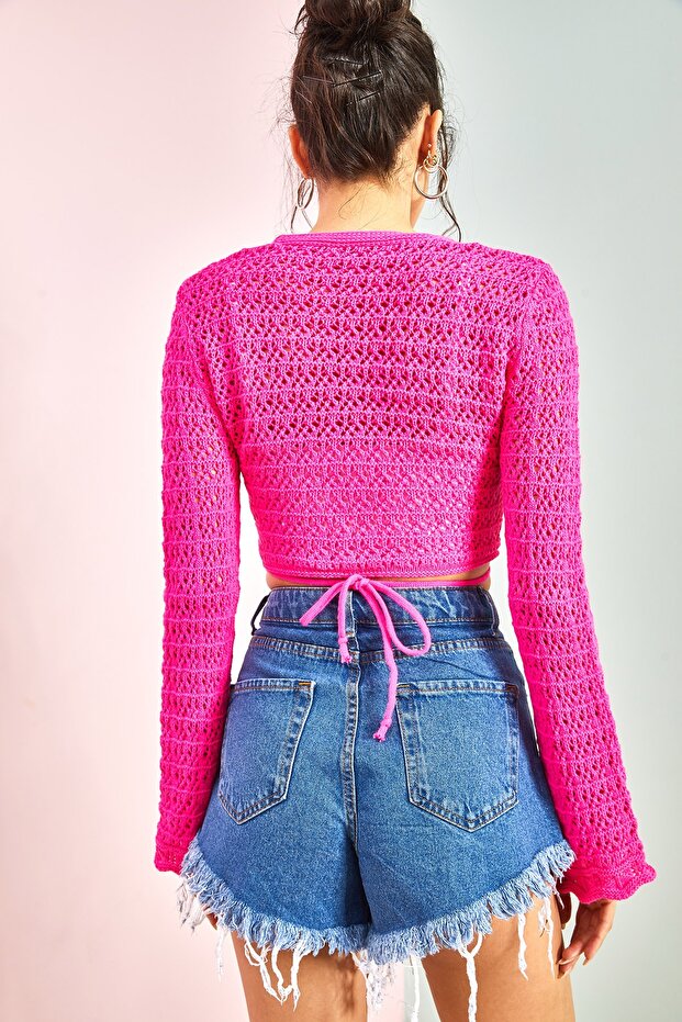 Dámská prolamovaná háčkovaná bunda Bolero - 2